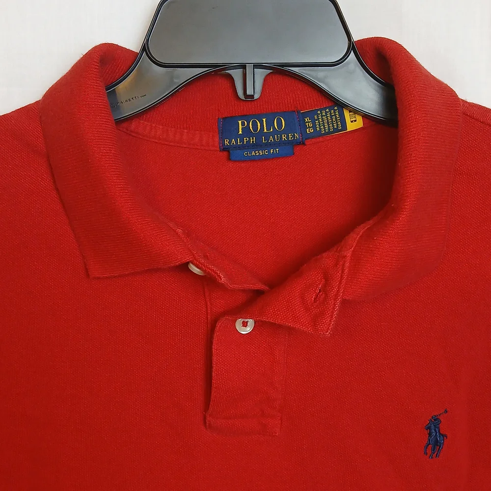 Polo by Ralph Lauren Red Polo with Navy Logo - Men - XL - Good Condition‎